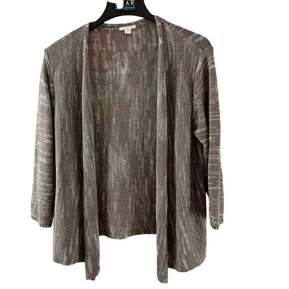 Purejill J. Jill Dipped Open Front Cardigan Teak White Size Large - Picture 1 of 6